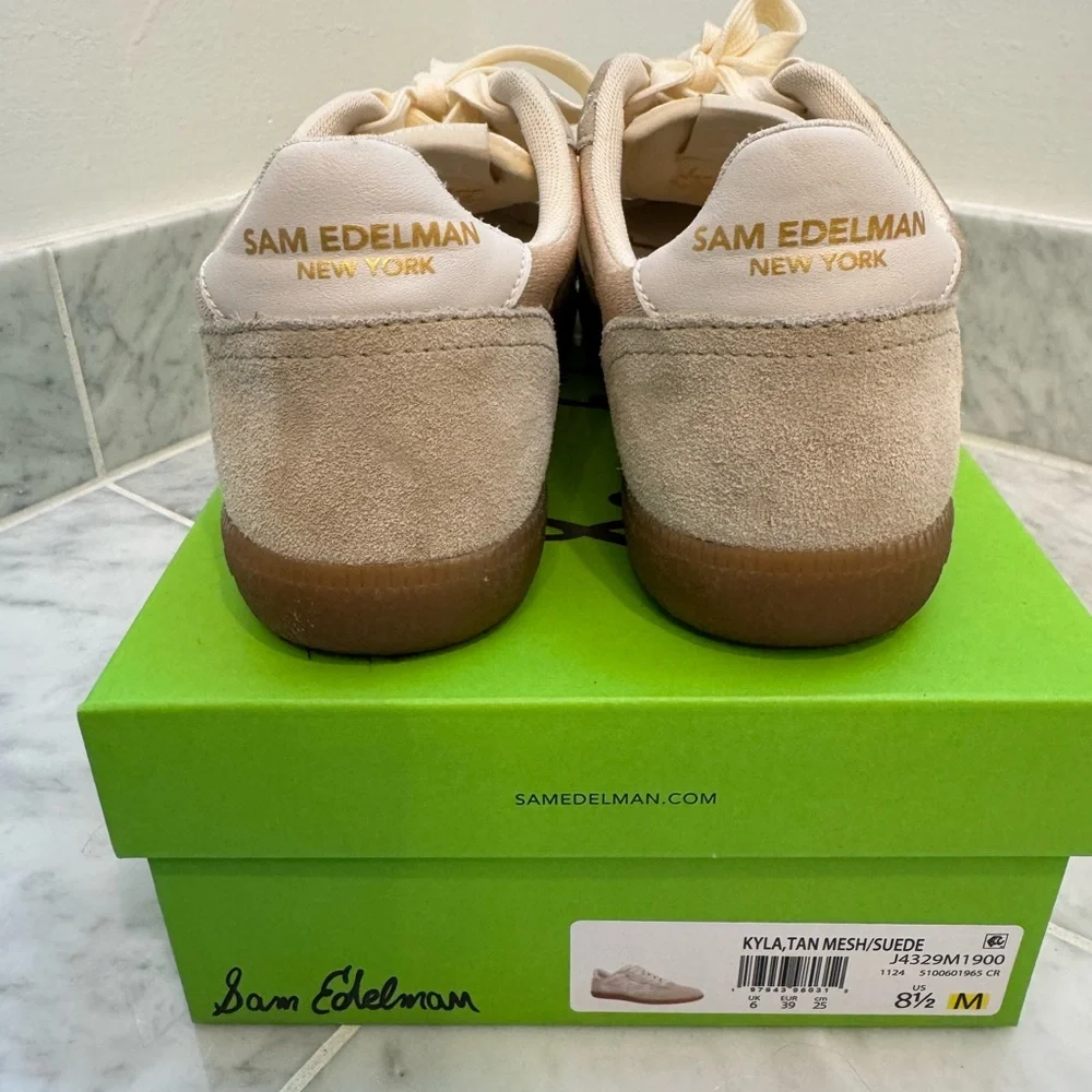Sam Edelman Kyla Sneakers in Ivory/Honey Tan - Picture 9 of 10